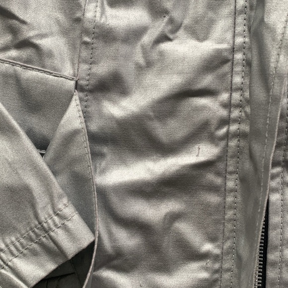 Tally Weir Y2K Metallic Silver Chrome Zip up Trench Coat with a waist tie - Picture 4 of 12